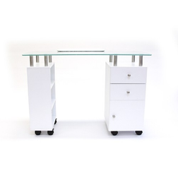 J&A Manicure Table, Glass Top, white back view J&A Manicure Table, Glass Top, white back view