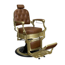 KINGSTON Barber Chair, Vintage Brown with satin gold base