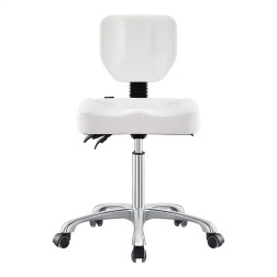 CADENCE Rolling Technician Stool, white front view