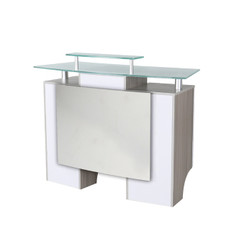 Dermalogic Reception Desk, GLASGLOW I white with light brown