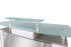 Dermalogic Reception Desk, GLASGLOW I white with light brown glass counter