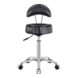 DIR Nail Technician Stool, MEDUSA, Black, Front View