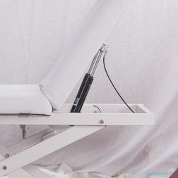Lazio Electric Spa Treatment Table, 1 Motor, White tilt back closeup Lazio Electric Spa Treatment Table, 1 Motor, White tilt back closeup