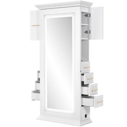 ADONIS Hair Styling Station with all cabinets and drawers open