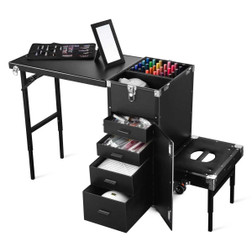 Portable Manicure Table Rolling Trolley Storage Case + Stool Byootique