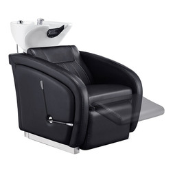 DIR Shampoo Station/Backwash Unit ANODE, Black Upholstery, White Sink, Adjustable Leg-Rest DIR Shampoo Station/Backwash Unit ANODE, Black Upholstery, White Sink, Adjustable Leg-Rest
