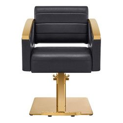 BELLO Hair Styling Chair Gold Base, black front view