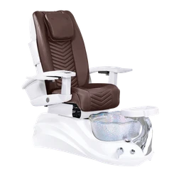 Crane Pedicure Chair, Chocolate chair with chevron stitch, White base