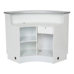DIR Reception Desk, JANUS white center desk back view DIR Reception Desk, JANUS white center desk back view