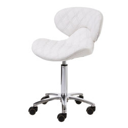 Whale Spa Lexi Pro Double Diamond Nail Technician Stool, White, manicure