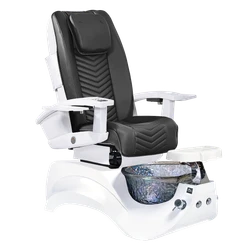 Whale Spa ALDEN CRYSTAL Luxury Pedicure Spa Chair with Human Touch® Massage Black with white base