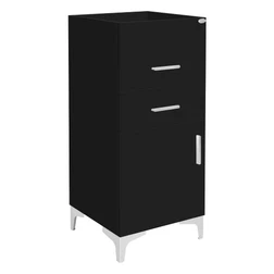 Harper Salon Station Cabinet with Tool Holders black with chrome