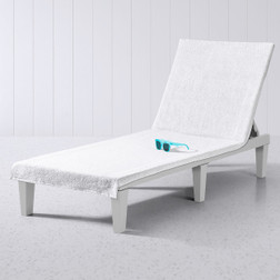 Hooded Pool Lounge Chair Towel Covers, White
