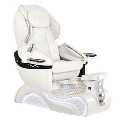 Whale Spa OMNIA Lucent Luxury Pedicure Chair with Air Massage, white upholstery with whitebase
