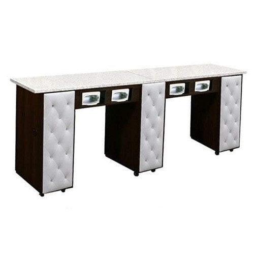 Deco Salon Manicure Table CRYSTALLI CB Double, UV Cubby, Chocolate