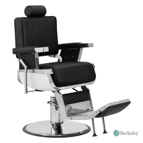 LINCOLN II Barber Chair, Black with Chrome