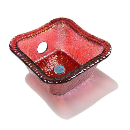 ANS Pedicure Spa Square Glass Sink Bowl, Red