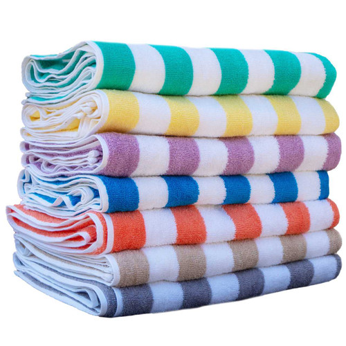 CABANA Striped Spa & Resort Towels, 40" x 70" (4 Pack) ERC Wiping Products