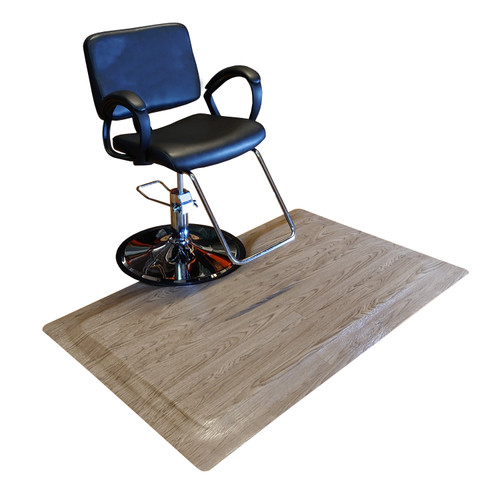 Rhino SOFTWOODS Hair Salon Anti-Fatigue Floor Mat sandalwood rectangle with a salon chair