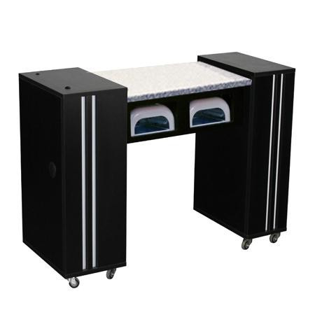 Deco Salon Manicure Table ADELLE (A) Single, UV Cubby, Black