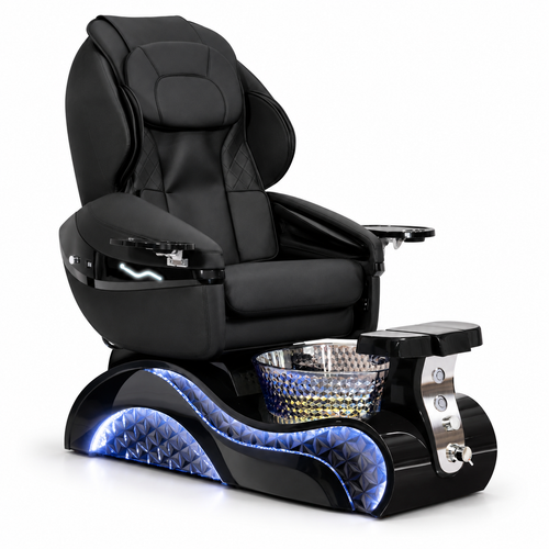 Whale Spa OMNIA Lucent Luxury Pedicure Chair with Air Massage, black base, black upholstery