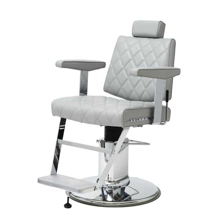 バーバーチェア グレー 2台セット ヘアサロンチェア ダイヤモンドステッチ Takara Belmont Luxury Barber Chair, DAINTY Diamond Stitch, Light