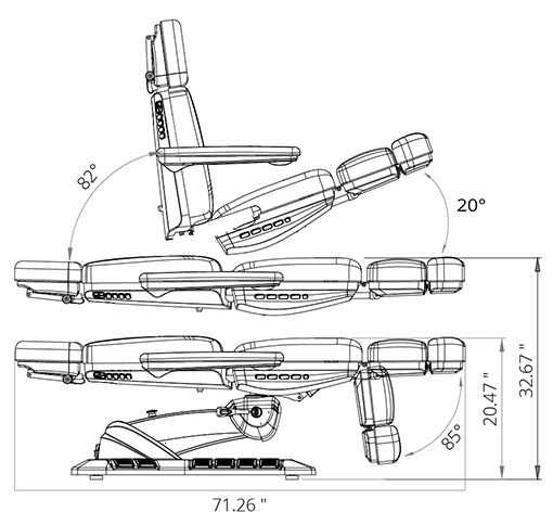 Aurora Treatment Chair Dimensions
