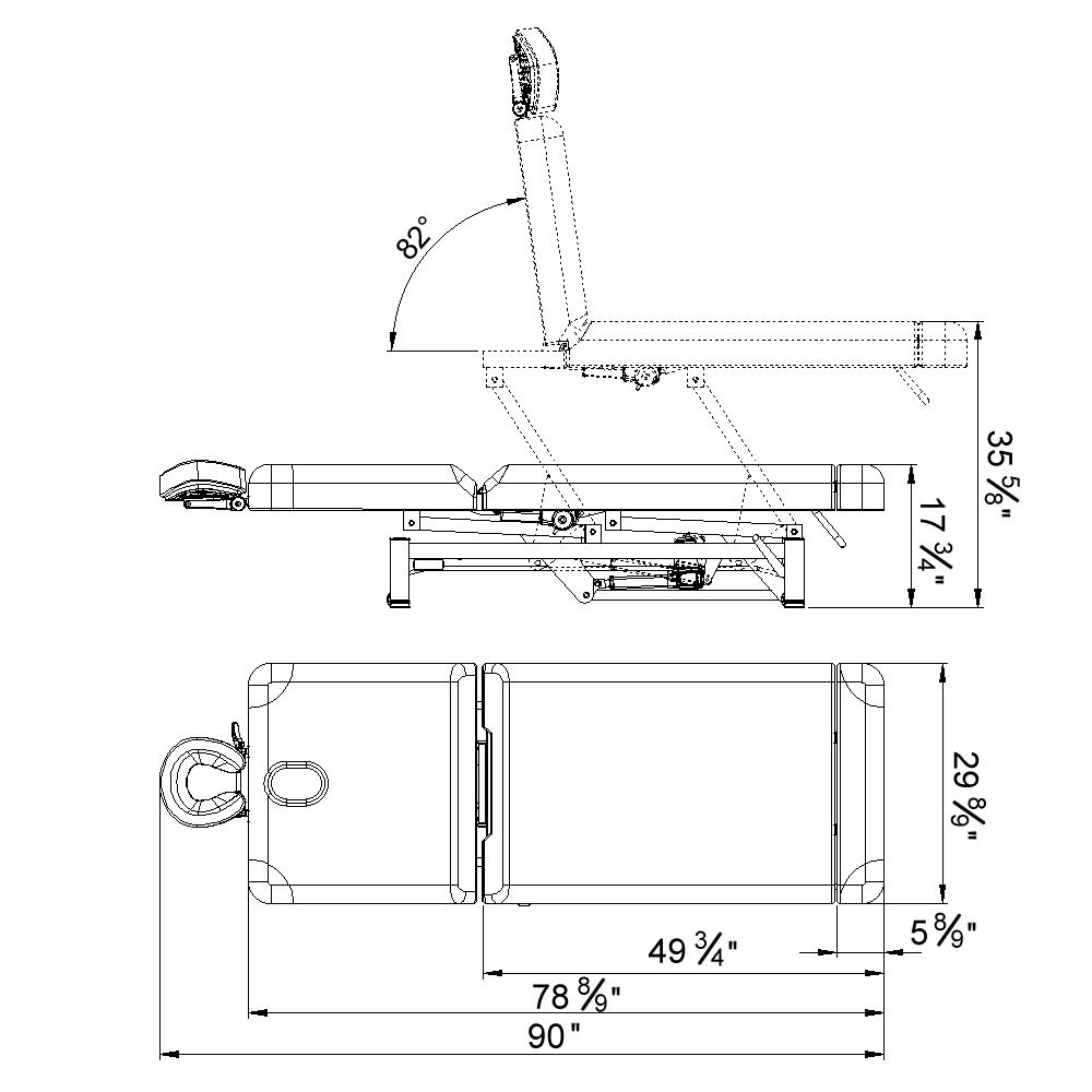 WellRelax Massage Treatment Table Dimensions