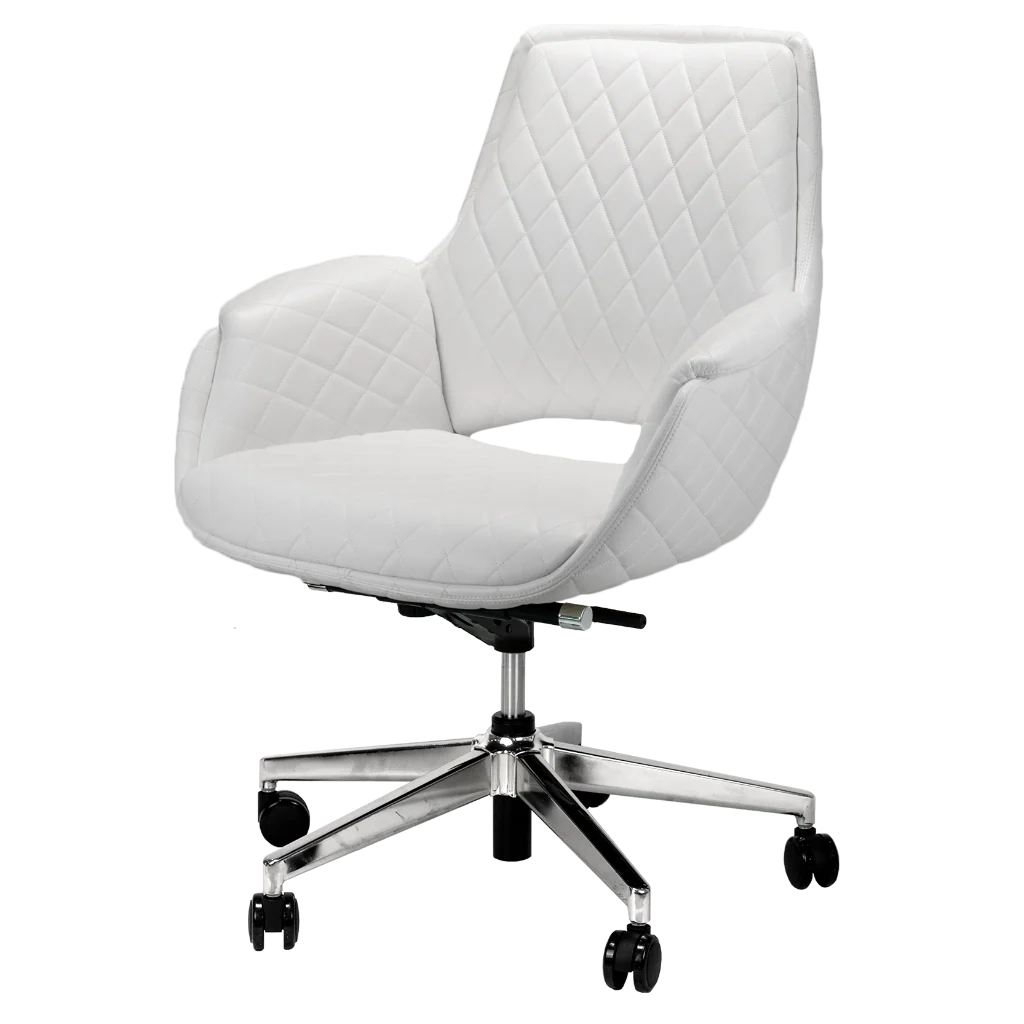 Adjustable Jewel nail salon customer chair with wheels in white