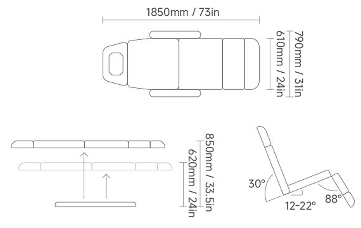 Arcadia Treatment Chair Dimensions