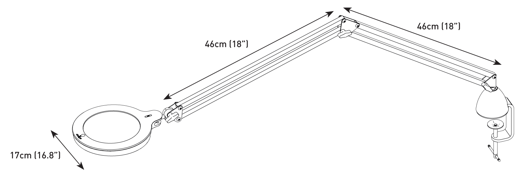 daylight-un1200-mag-lamp-s-dimensions.png Mag S LED Magnifying Lamp Dimensions