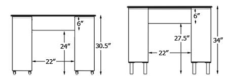 Deco Manicure Table Style B Dimensions