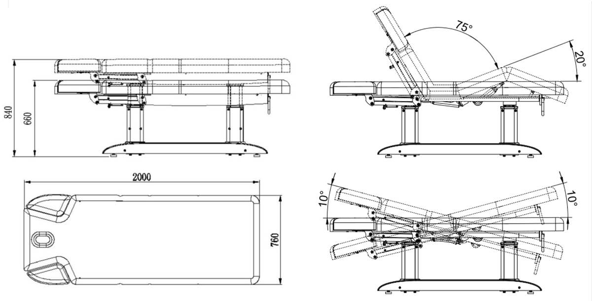 Seville Spa Table Dimensions