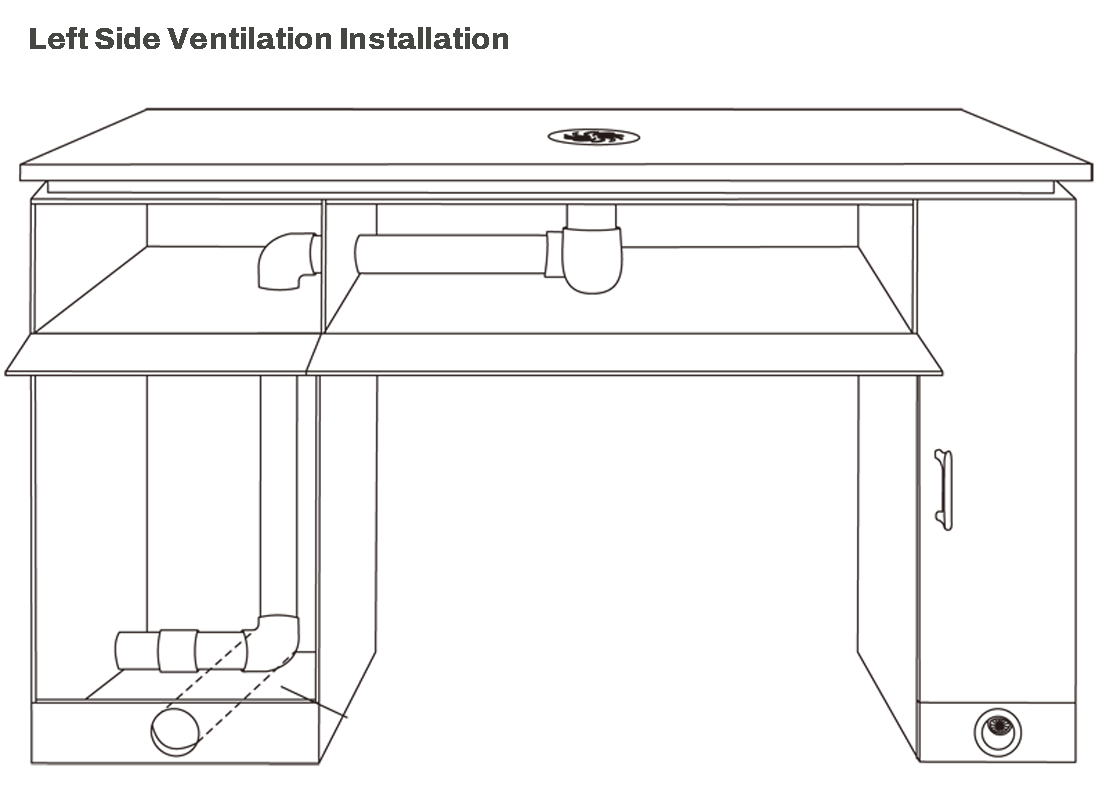 Avalon Manicure Table Ventilation Left Side Installation