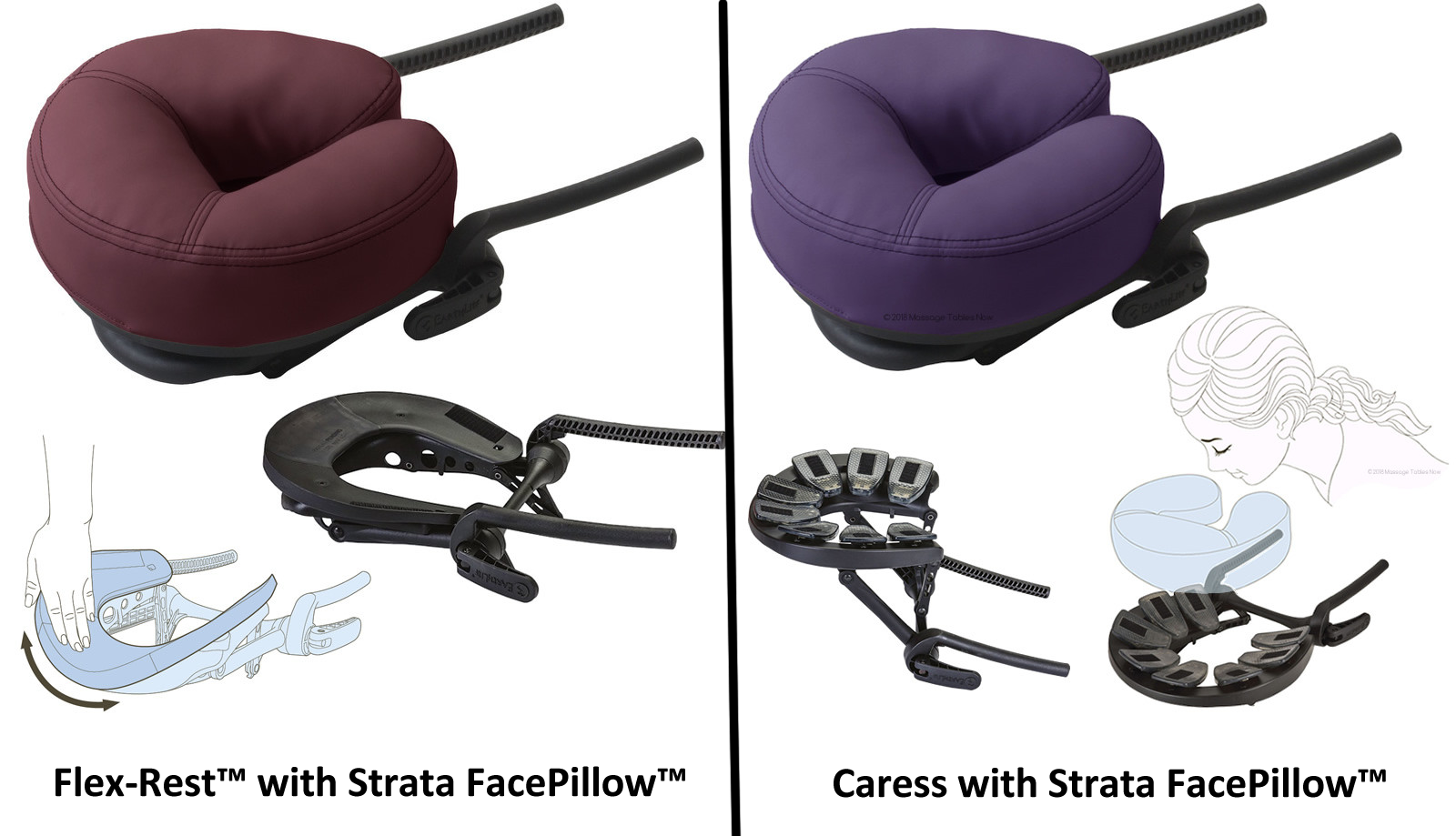 Flex-Rest and Caress Headrests