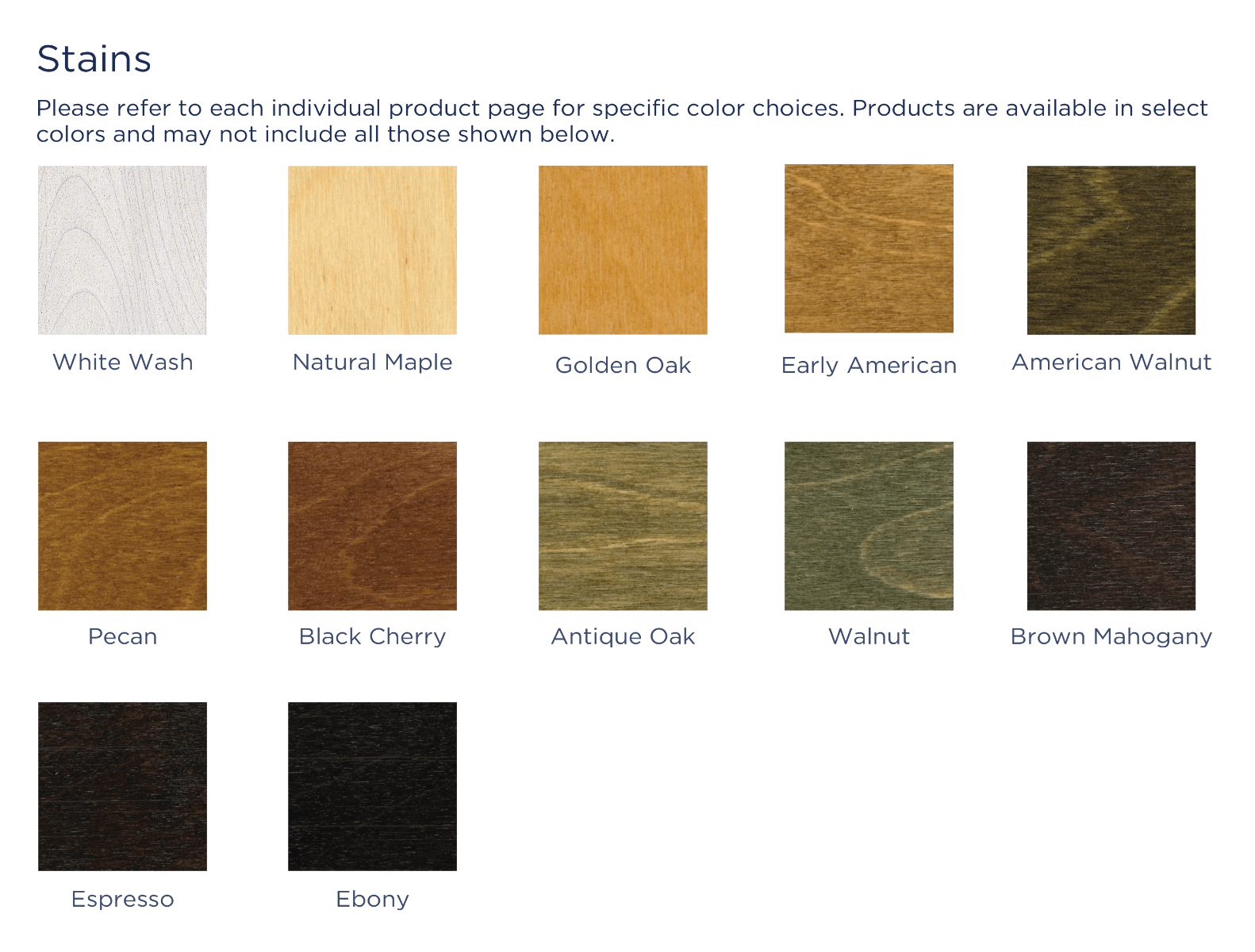 Finish - stain options