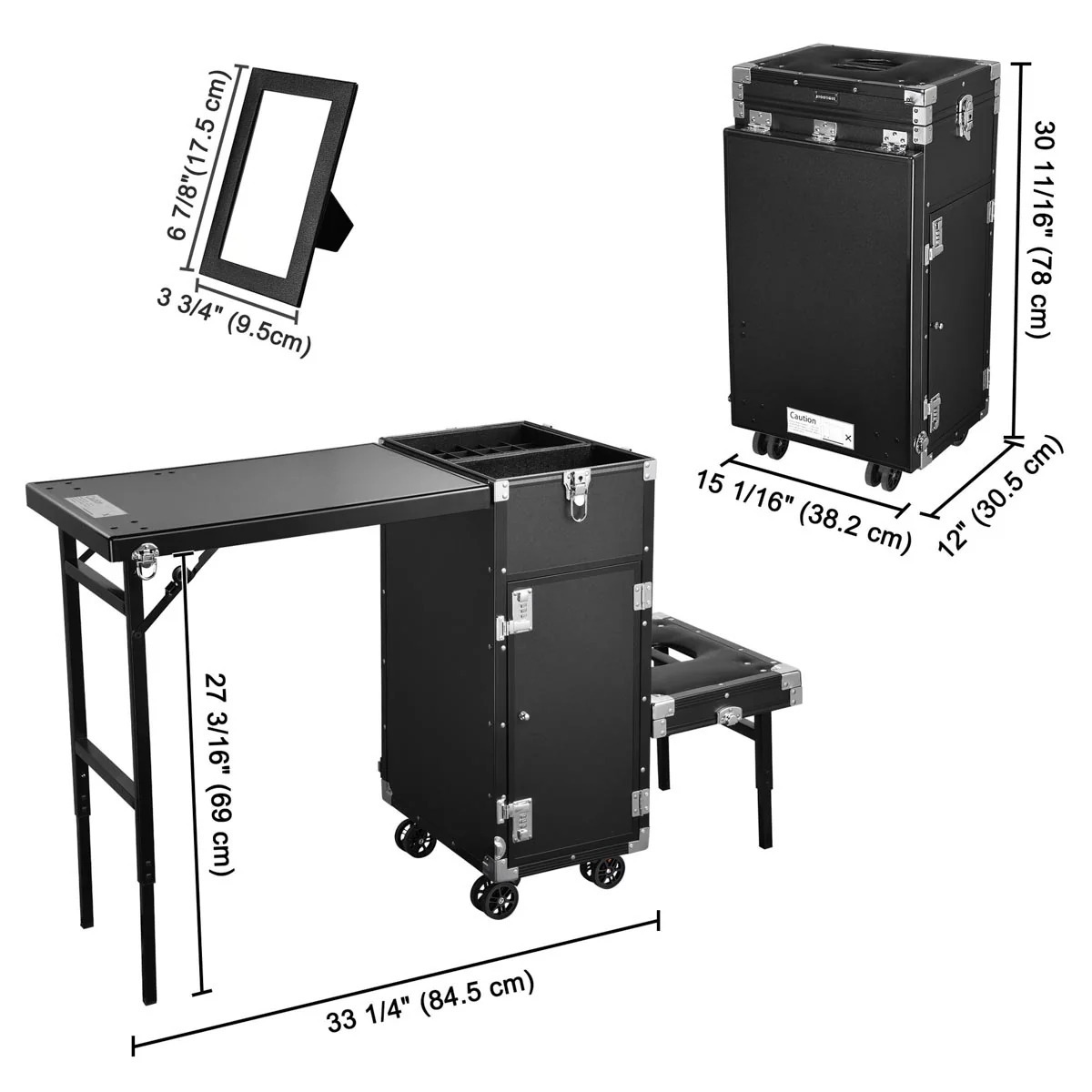 Portable Manicure Table/Trolley Dimensions