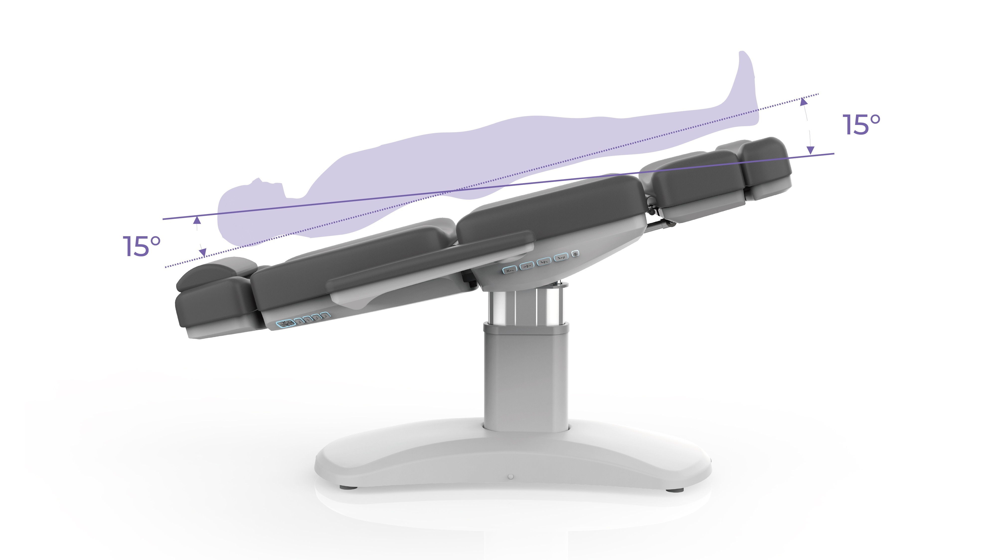 Trendelenburg position 15 degree tilt