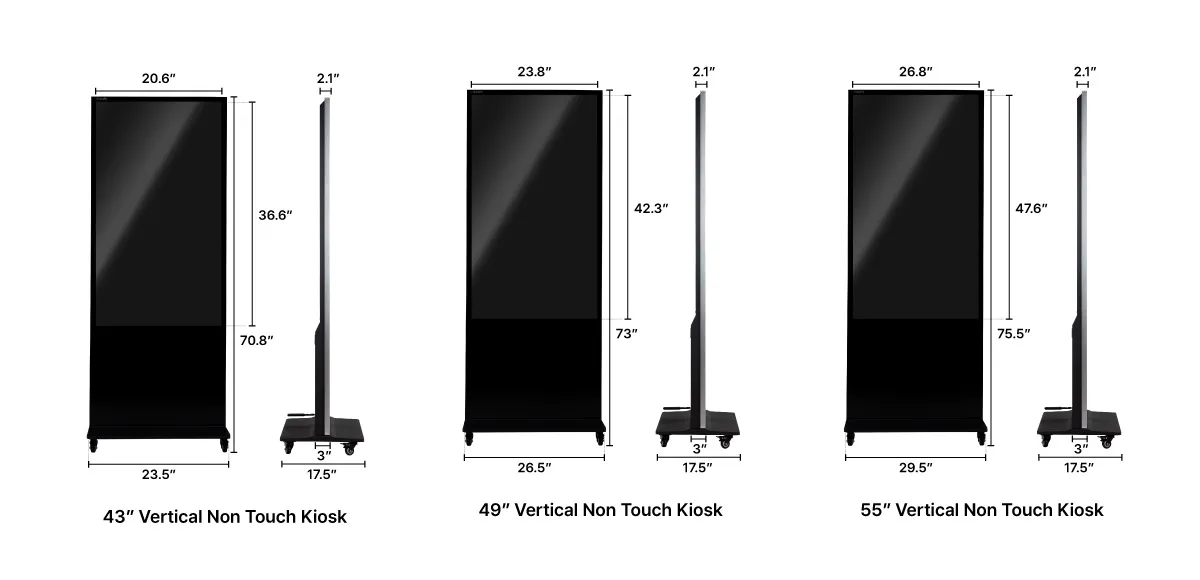 USB Android Kiosk Dimensions