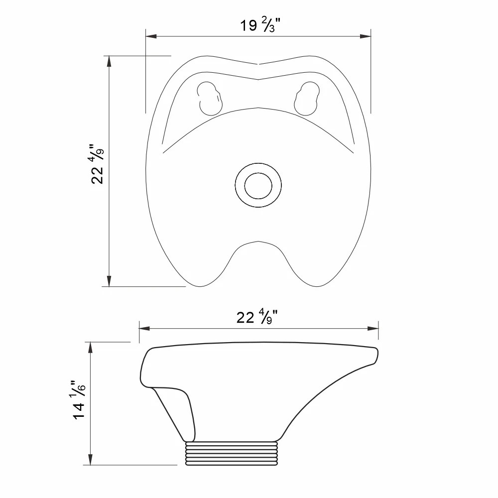 Ceramic Salon Shampoo Sink dimensions