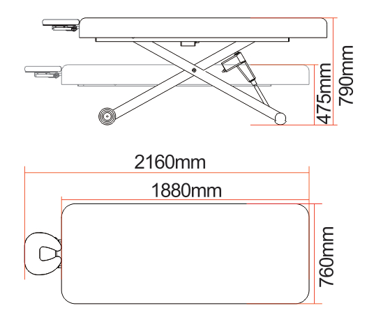 Kona flat Top Massage Table Dimensions