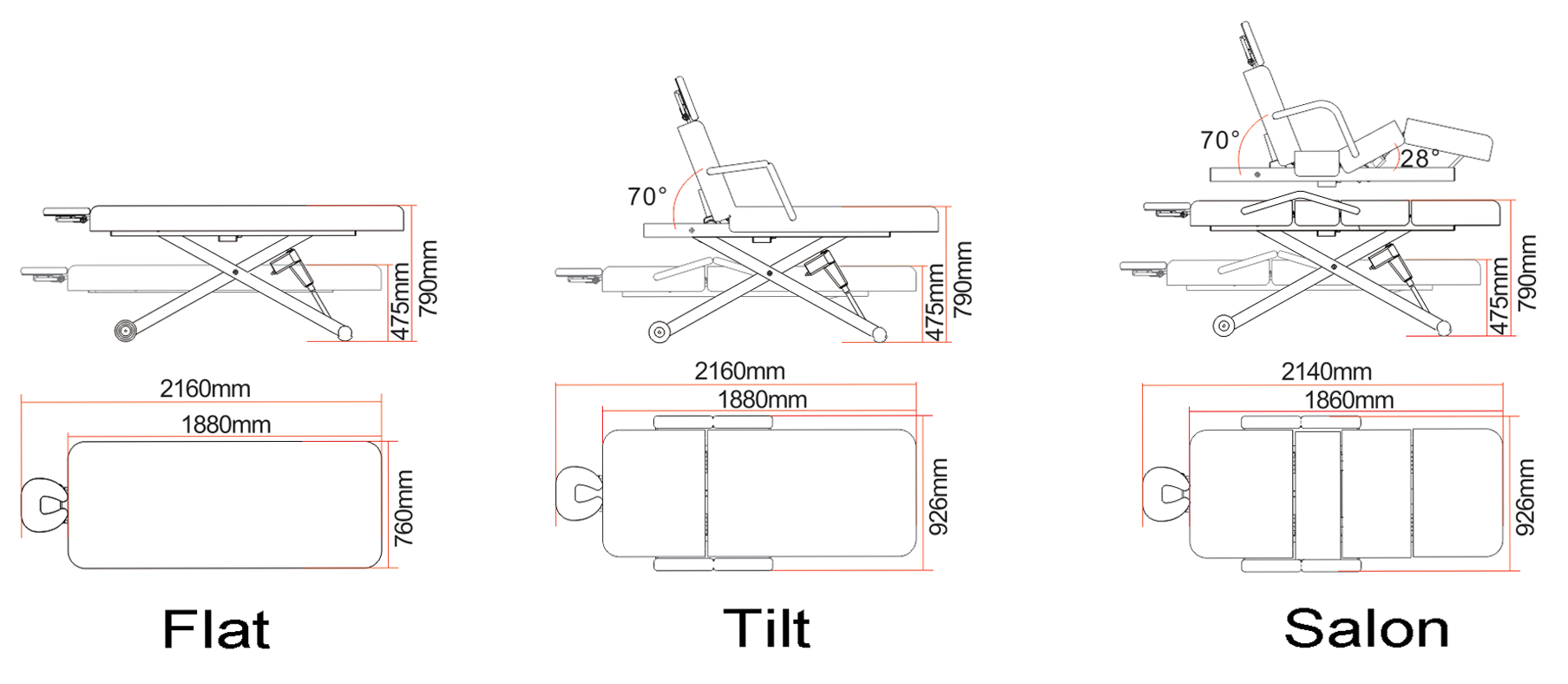 Kona Massage Table Dimensions