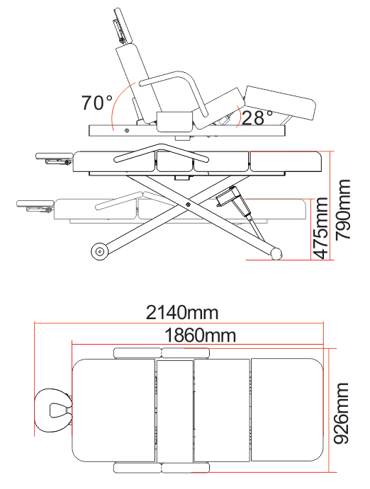 Kona Salon Top Massage Table Dimensions