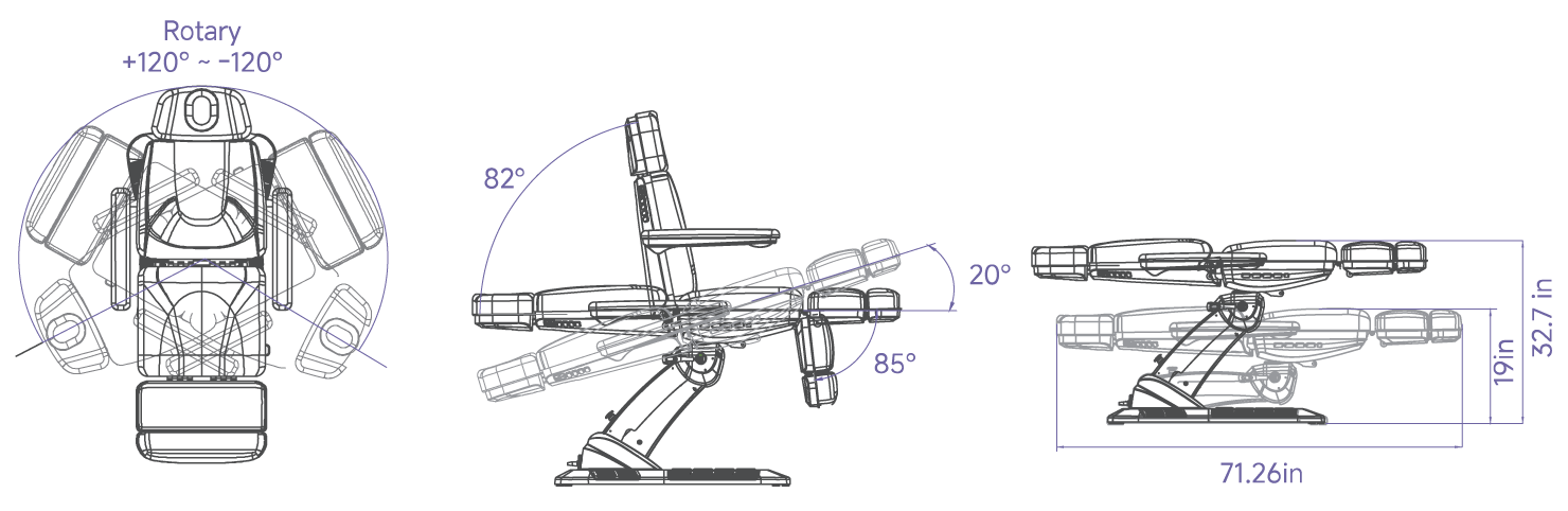 Landon treatment chair dimensions