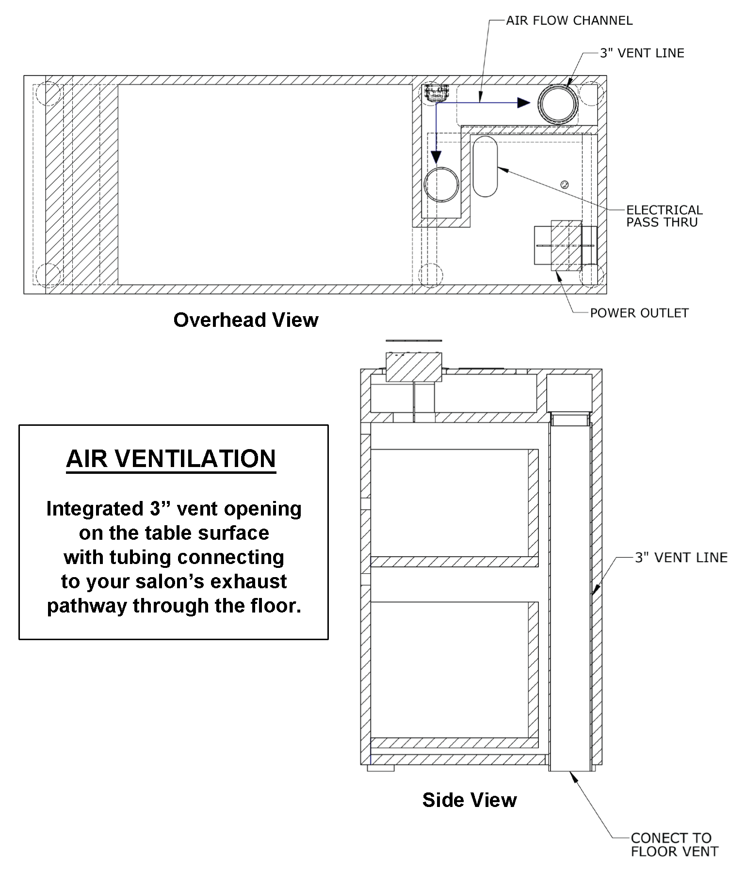 Luma Nailspace Manicure Table Ventilation System Diagram Luma Nailspace Manicure Table Ventilation System Diagram