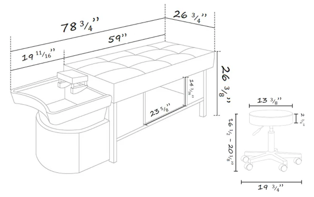Metro Head Spa and Treatment Bed Dimensions