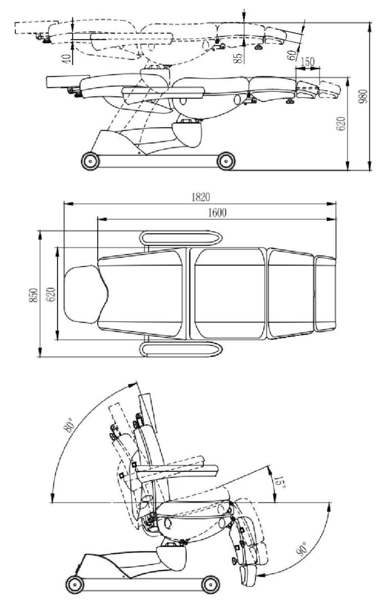 Modena Spa Treatment Chair Dimensions Modena Spa Treatment Chair Dimensions