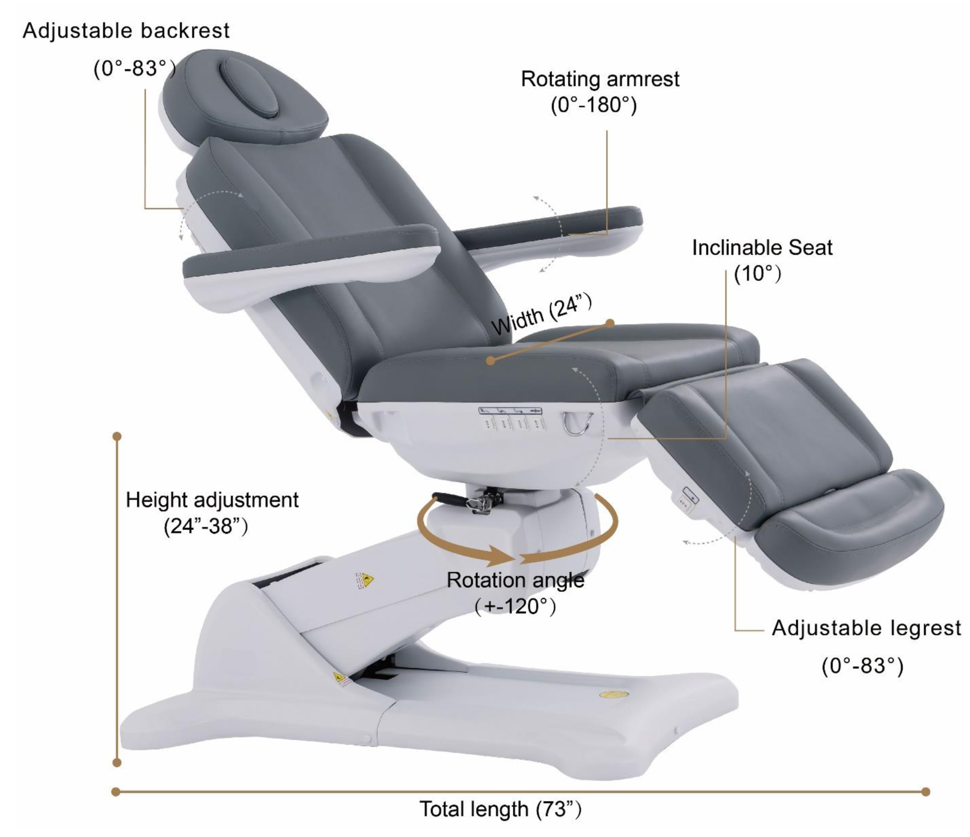 Remi Treatment Chair Dimensions