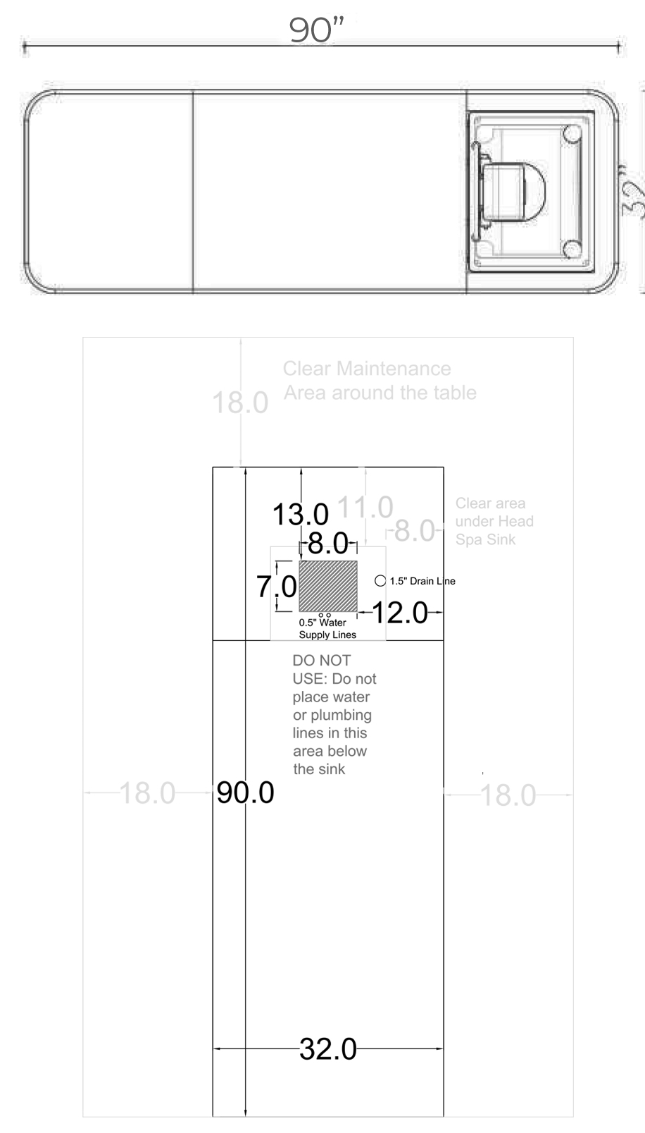 SereniScalp Head Spa Dimensions