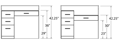 Crystal Button Reception Desk 48" Counter Height Dimensions